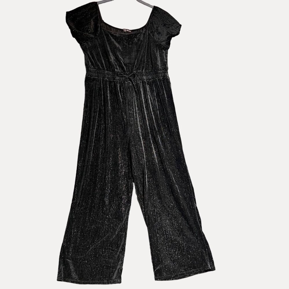 Three Pink Hearts Black Silver Jumpsuit XXL  Women's One-Piece Relaxed Fit Velve